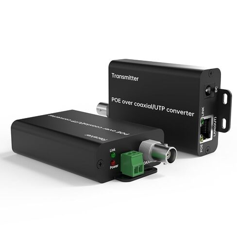 POE Over Coax Converter BNC to Ethernet IP Extender EOC, 3280ft(1000m) Power & Data Transmission Over RG59 Coaxial Cable for Analog to IP CCTV Security Surveillance System Upgrade 2 in1 BNC+Twist Pair in Kuwait