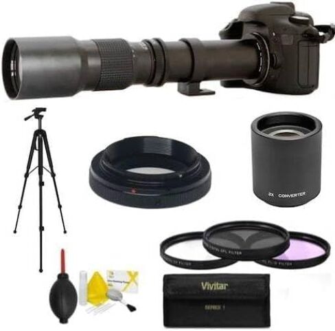 HD 500mm/1000mm f/8 Manual Telephoto Lens for Pentax K-1, K-S2, K-S1, K-500, K-70, K-50, K-30, K5 IIs, K-7, K-5, K-3 II, K-2, K-X, K20D, K100D, K110D and K10D (for Pentax K T-Mount) in Kuwait