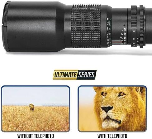 HD 500mm/1000mm f/8 Manual Telephoto Lens for Pentax K-1, K-S2, K-S1, K-500, K-70, K-50, K-30, K5 IIs, K-7, K-5, K-3 II, K-2, K-X, K20D, K100D, K110D and K10D (for Pentax K T-Mount) in Kuwait