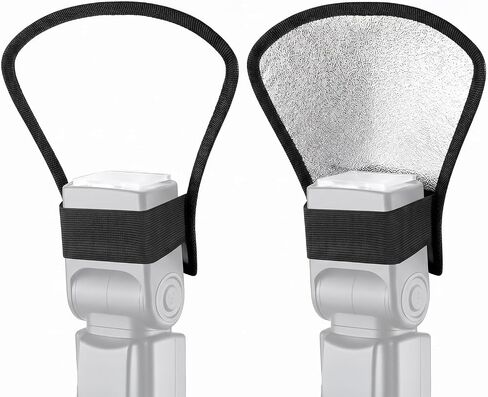 2 Piece Flash Diffuser Dual-Sided Macro Flash Diffuser Reflector Silver White Reflector Universal Speedlight Soft Light Modifier for Camera in Kuwait