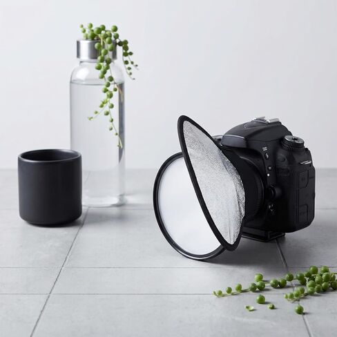 2 Piece Flash Diffuser Dual-Sided Macro Flash Diffuser Reflector Silver White Reflector Universal Speedlight Soft Light Modifier for Camera in Kuwait