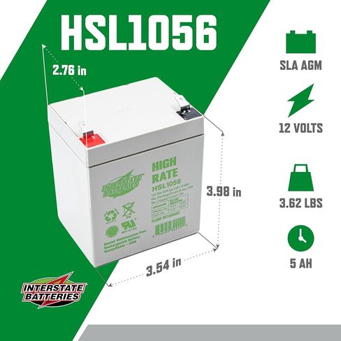 Interstate Batteries High Rate Battery 12V 5Ah SLA AGM VRLA HSL1056 in Kuwait