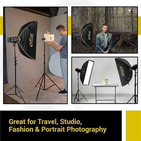 Glow EZ Lock 12x36 Quick Strip Rectangular Bowens Mount Softbox w/External & Internal Diffusers, Deflector Disk, Eggcrate Grid, Soft Box Speedring Adapter for Studio Speedlight Lighting in Kuwait