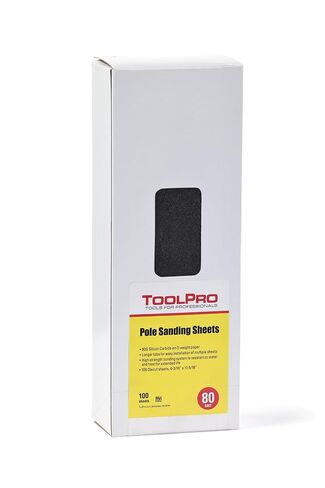 ToolPro 80 Grit Drywall Sanding Sheets 100-Pack - Precut Sandpaper for ToolPro Drywall Pole and Hand Sanders, Coarse Stock Removal on Walls and Ceilings in Kuwait