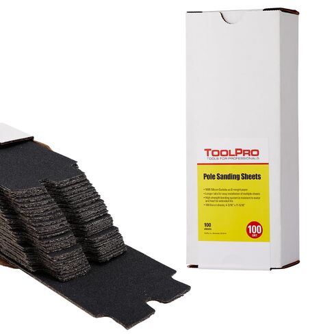ToolPro 80 Grit Drywall Sanding Sheets 100-Pack - Precut Sandpaper for ToolPro Drywall Pole and Hand Sanders, Coarse Stock Removal on Walls and Ceilings in Kuwait