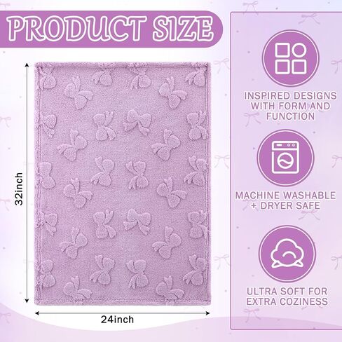 Tigeen 4 Pcs 3D Bow Baby Blankets, Cozy Fleece Coquette Blanket for Girls, Soft Fluffy Receiving Blankets for Newborn Toddler Gift Nursery & Stroller Decor, 32 x 24 Inch Purple Nude Pink White in Kuwait