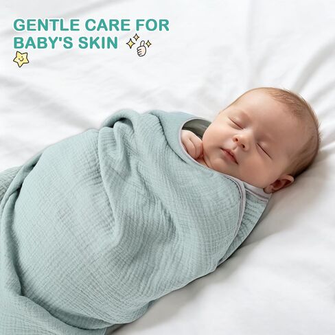Muslin Baby Blanket, 40x40 Inch Double-Sided Unisex Crib Quilt, Green & Grey Reversible Print Blanket, 100% Muslin Cotton, Soft Breathable Multi-Purpose Toddler Blanket for Naptime, Bath, Stroller in Kuwait