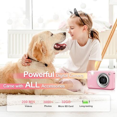 Digital Camera with 32GB Card,48MP Compact Portable Small Point Shoot Camera,FHD 1080P Point and Shoot Digital Cameras with 16X Zoom,for Boys Girls Teens Gifts in Kuwait