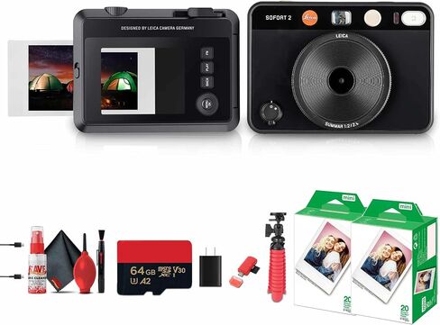 Leica SOFORT 2 Instant Camera – 100 Years of Leica Limited Edition, Hybrid Digital & Instant Print, Premium Design + 64GB MicroSD + Flexible Tripod + 2X Instant Film (2X 10 Pack) + More in Kuwait