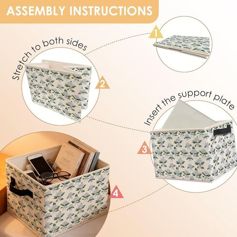 Coquette Bow Blue Hydrangea Floral Storage Bins Box, Toybox for Girls, Rustic Hydrangea Flower Foldable Baskets Organizer with Handles for Bedroom Bathroom Home Clothes Toys Books in Kuwait