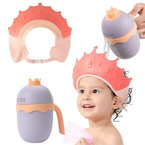 FUNUPUP Baby Shower Cap for Toddlers Kids, Soft TPE Silicone, Pink | Leakproof & Slip-Resistant & Adjustable Bath Visor Shampoo Shield, Keeps Water Out of Eyes and Ears, Fits 15–24" Head Size in Saudi Arabia