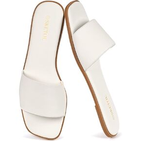 Women's Flat Sandals Fashion Slip On Sandals Dressy Slides Summer | single strap design;lightweight & comfortable;suit for beach vacation casual wearing in Kuwait