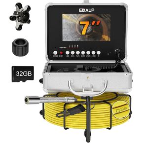 Sewer Camera 66 ft, 23 MM Pipe Inspection Camera with 12pcs LED Lights, 7" 1080P HD Monitor with DVR Function, IP68 Waterproof, Meter Marker, Included 32GB Card(20 m) in Kuwait