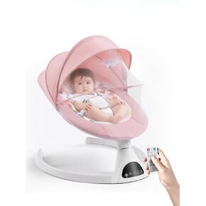 Baby Swing for Infants - Electric Portable Bluetooth Baby Rocker with 5 Speeds, 5-Point Harness, Remote Control, Timing & Music Speaker Max 20 Lbs (Pink) in Kuwait