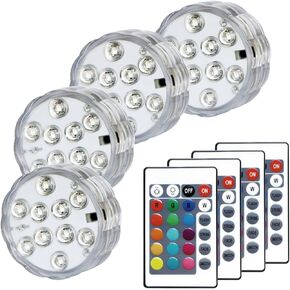 Submersible LED Pool Lights for Inground Pools and Above Ground Pools, 16 Colors 4 Modes Battery Powered Underwater LED Lights with Remote for Pool Pond Camping Bucket Decoration (4 Pack) in Kuwait