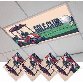 Fluorescent Light Covers, Golf Magnetic Light Covers for Ceiling Lights, Cartoon Chic Sports Country Trees Artwork Fluorescent Ceiling Shade Filters for Classroom Bedroom Office 4x2Ft x 3PCS in Kuwait