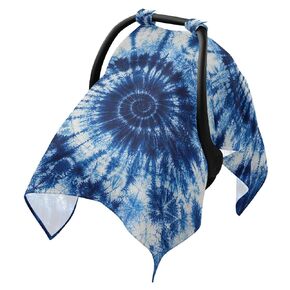 Tie Dye Pattern Baby Car Seat Cover Infant Car Seat Canopy | Muslin-like Cotton Blend, Breathable, Multi-use, Newborn Essentials Must Haves, Fits Most Strollers, for Babies Boys Girls in Saudi Arabia