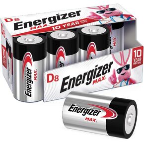 Energizer D Batteries (8 Count), D Cell Battery, Premium Alkaline | d size batteries 8 pack for flashlights, radios, toys, with up to 10 years of storage power in Saudi Arabia