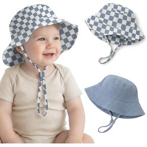 guruixu Muslin Baby Sun Hat, 100% Cotton Wide Brim UPF 50+ Bucket Hat for Baby Boys & Girls in Saudi Arabia