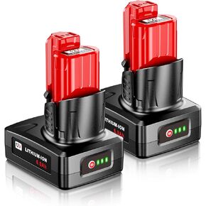 12V 6000mAh Replacement Battery for Milwaukee M12 Battery Compatible with Milwaukee 12V Lithium-ion Battery 48-11-2411 48-11-2440 48-11-2402 Tools (2 Pack) in Kuwait