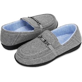 ERGOfoot Women Orthopedic Slippers with Arch Support,Anti-Skid,Closed Back | Moccasin House Shoes for Pain Plantar Fasciitis,Removable Orthotic Insoles, Slip-on, Indoor Outdoor, Wide Foot, Grey/W9 in Kuwait