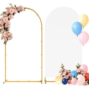 7.2FT Metal Arch Backdrop Stand and Cover Set, Gold Arch Stand with Cover, Easy to Assemble, Pretty Wedding Arch for Birthday Party, Wedding Ceremony and Baby Shower in Saudi Arabia