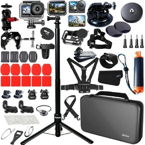 Accessories Kit for DJI Osmo Action 6 Aluminum Alloy Bike Mount Selfie Stick Tripod, Waterproof Housing, Magnetic Mount with Chest Strap, Head Mount, Carrying Case DJ6B (DJI OSMO ACTION6) in Saudi Arabia
