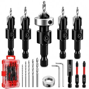 Countersink Drill Bit Set Hex Shank Woodworking: 5Pcs Tapered Pilot Hole Bits with Quick Change – Ideal for Carpentry, DIY & Home Repair Projects in Saudi Arabia