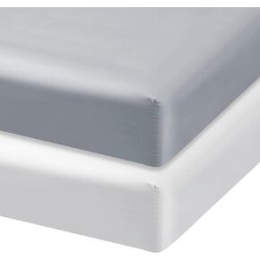 Satin Mini Crib Sheet 2-Pack, Fits 38"x24"x5", Grey & White | Satin Fabric, Soft & Gentle on Hair, Snug Elastic Fit, Machine Washable, Fits 38"x24"x5" Mini Cribs in Kuwait