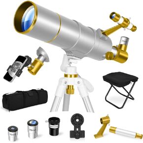 UncleHu 90mm Aperture 600mm Telescope for Adults Astronomy &Kids with Stool | Refractor Telescope for Adults High Powered (24-180X), Portable Travel Telescopes for Beginners with Tripod,Phone Adapter,Bag in Saudi Arabia