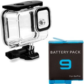 Ultimaxx 50M Underwater Housing for GoPro HERO9 / HERO10 Action Cameras with Replacement Lithium-Ion Battery for GoPro Hero 9 - Ideal for Water, Winter Sports, and All Other Outdoor Activities in Kuwait