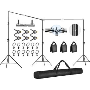 FUDESY Backdrop Stand Heavy Duty, 10x30ft Adjustable Photo Backdrop Stand | Photography Background Support System Kit with 300° Angle Rotatable Connector for Video Studio, Wedding, Parties in Saudi Arabia