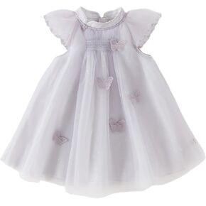 DAVE&BELLA Toddler Girl Tulle Tutu Dress Sleeveless Floral Princess Dress | Little Girls Butterfly Flutter Sleeve Layered Tulle Dress, A-Line Tiered Twirly Tutu Sundress for Birthday Party Photo Shoot in Kuwait