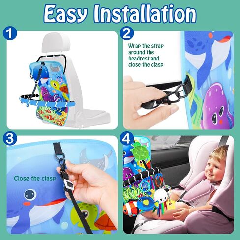 Baby Car Seat Ocean Animals Toys - Kick and Play Double Sided Infant Car Seat Toys with Plush Toys, Mirror, Teether for Baby Travel Activities, Christmas Birthday Gifts Newborn Infant Toy in Kuwait