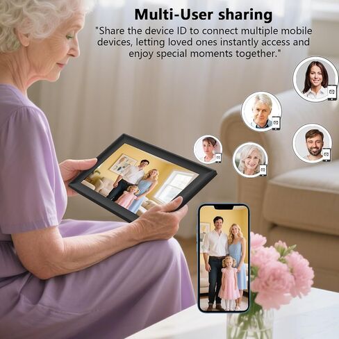إطار صور رقمي SSAWiFiFRAME مقاس 10.1 بوصة إطار صور ذكي WiFi، شاشة لمس 1280 * 800 IPS تدور تلقائيًا، ذاكرة مدمجة 32 جيجابايت، 50 صورة / مشاركة فيديو 200 ميجابايت عبر تطبيق مجاني، هدية للنساء/الأم in Kuwait
