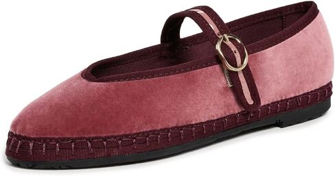 Flabelus Women's Pierre Velvet Mary Jane Flats in Kuwait