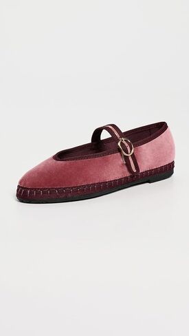 Flabelus Women's Pierre Velvet Mary Jane Flats in Kuwait