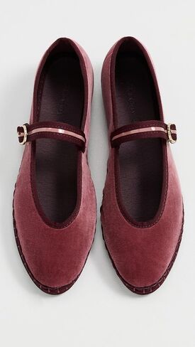 Flabelus Women's Pierre Velvet Mary Jane Flats in Kuwait