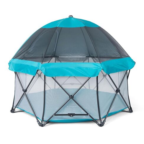 Regalo Safety My Play Portable Baby Playpen & Play Yard, Foldable 6-Panel Indoor Outdoor Playpen for Babies & Toddlers, Mesh Sides, Washable Fabric, 48", Aqua/Black in Kuwait