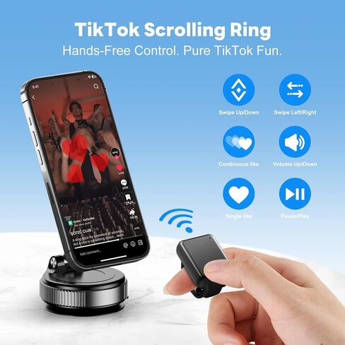 True Touch Scrolling Ring: End Finger Strain! Wireless Remote for Comfortable TikTok, Video & Page Control on iPhone/iPad/Android (Portrait/Landscape) in Kuwait