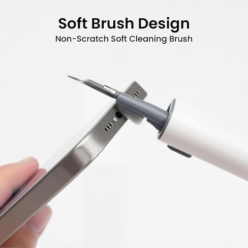 Cleaner Kit for Airpods, Earbud Cleaning Kit for Airpods Pro 1 2 3, Multi-Function Cleaning Pen with Soft Brush Flocking Sponge for Bluetooth Earphones Case Cleaning Tools, White in Kuwait