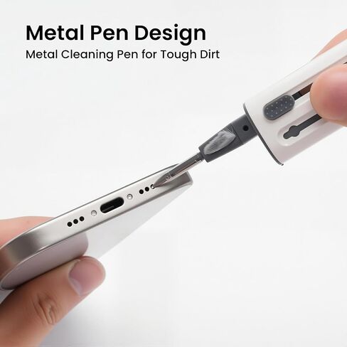 Cleaner Kit for Airpods, Earbud Cleaning Kit for Airpods Pro 1 2 3, Multi-Function Cleaning Pen with Soft Brush Flocking Sponge for Bluetooth Earphones Case Cleaning Tools, White in Kuwait