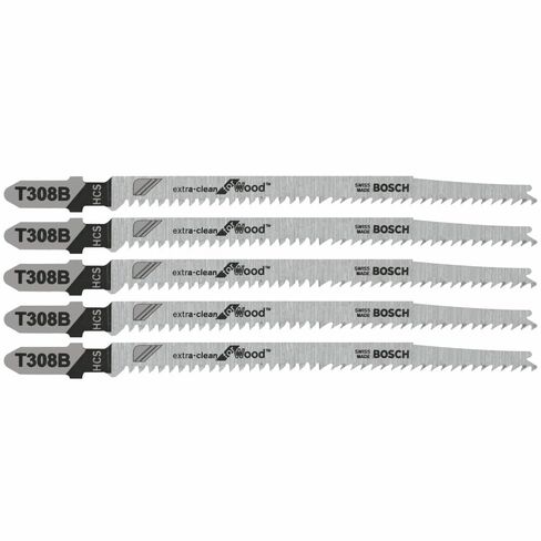 Bosch T308B 5 pc. 4-5/8 in. 12 TPI Extra Clean for Wood T-Shank Jig Saw Blades in Kuwait
