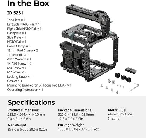 SmallRig Cage Kit for Blackmagic Pyxis 6K/12K, Modular Camera Cage with Top & Side Plates, for DJI Focus Pro LiDAR, SSDs, with ARRI 3/8" Locating Holes, NATO Rail, Cold Shoe - 5281 in Saudi Arabia