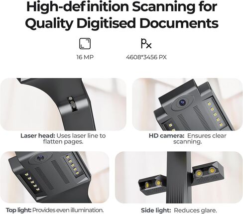 CZUR ET16 Plus Advanced Book & Document Scanner, 16MP Camera | 2nd Gen Auto-Flatten&Deskew Tech, Capture A3, OCR, Convert to PDF/Searchable PDF/Word/TIFF/Excel, Run On Windows&macOS in Kuwait