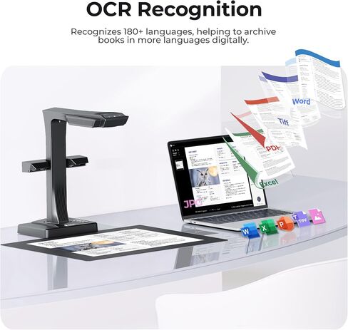 CZUR ET16 Plus Advanced Book & Document Scanner, 16MP Camera | 2nd Gen Auto-Flatten&Deskew Tech, Capture A3, OCR, Convert to PDF/Searchable PDF/Word/TIFF/Excel, Run On Windows&macOS in Kuwait