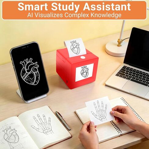 Jiawu Mini Sticker Printer, 200DPI AI Smart Inkless Thermal Photo Printer, Portable Sticker Maker with 2 Roll Paper, Voice Activated, AI Generate Image for DIY Journaling & Photos in Kuwait