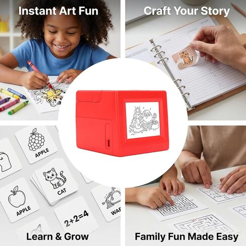 Jiawu Mini Sticker Printer, 200DPI AI Smart Inkless Thermal Photo Printer, Portable Sticker Maker with 2 Roll Paper, Voice Activated, AI Generate Image for DIY Journaling & Photos in Kuwait