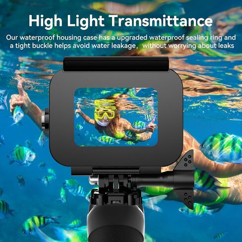 BO&DQQ Protective Waterproof Case Compatible for Go Pro Hero 13 12 11 10 9 Black, 60M/196FT Underwater Diving Housing Shell Accessories Kit in Kuwait