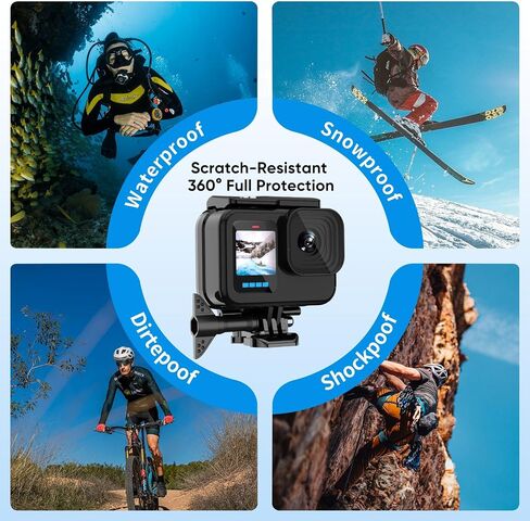 BO&DQQ Protective Waterproof Case Compatible for Go Pro Hero 13 12 11 10 9 Black, 60M/196FT Underwater Diving Housing Shell Accessories Kit in Kuwait
